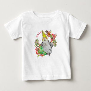 T-shirt Pour Bébé Parrot Corella mignonne dans les fleurs tropicales