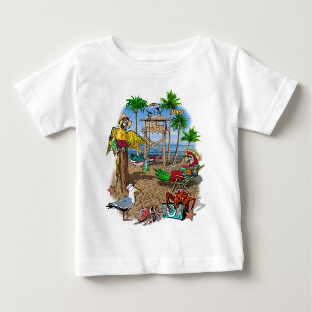 T-shirt Pour Bébé Parrots Beach Party (Devant)