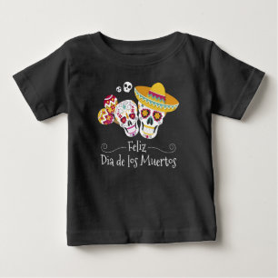 T-shirt Pour Bébé Parti Dia de Muertos coloré   Chemise à manches