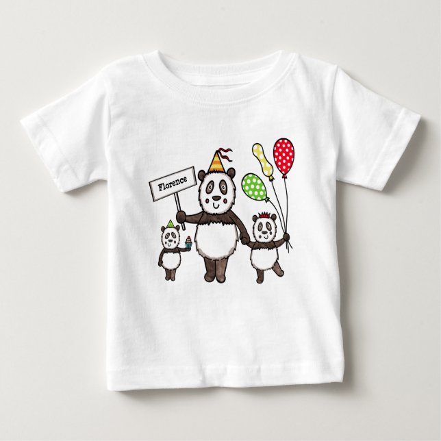 T-shirt Pour Bébé Parti Panda personnalisé (Devant)