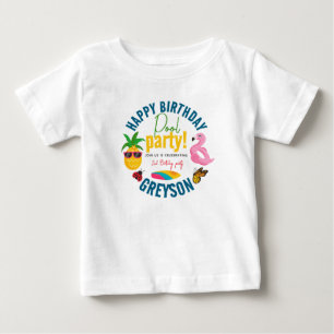T-shirt Pour Bébé Partie du pool   Fête d'anniversaire à thème d'été