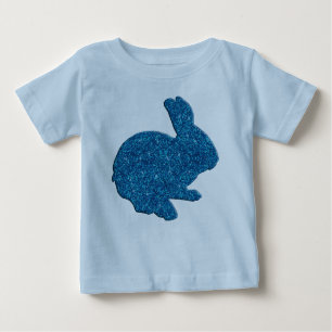 T-shirt Pour Bébé Parties scintillant Bleue Silhouette Lapin de Pâqu