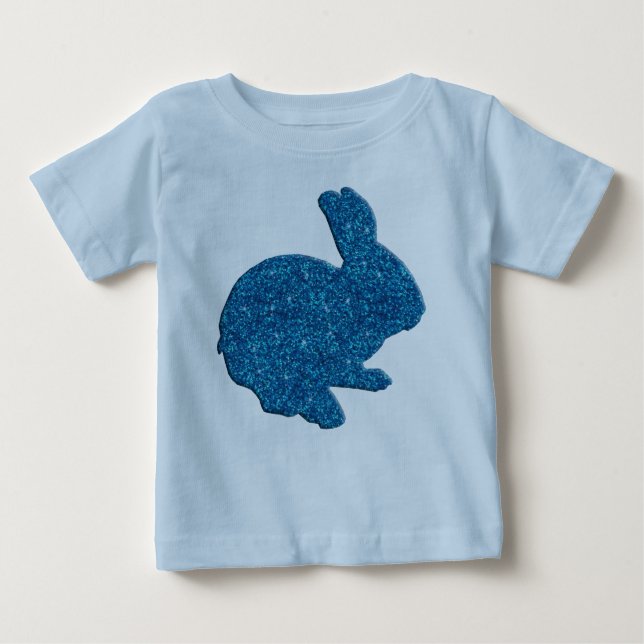 T-shirt Pour Bébé Parties scintillant Bleue Silhouette Lapin de Pâqu (Devant)