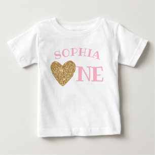 T-shirt Pour Bébé Parties scintillant d'or Coeur mignonne fille prem