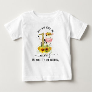 T-shirt Pour Bébé Parties scintillant d'or Fleurs de soleil de vache