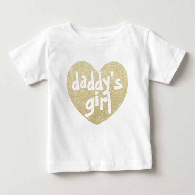 T-shirt Pour Bébé Parties scintillant fille de papa-Imprimer coeur d (Devant)