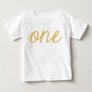 T-shirt Pour Bébé Parties scintillant Gold Faux Script 1er anniversa