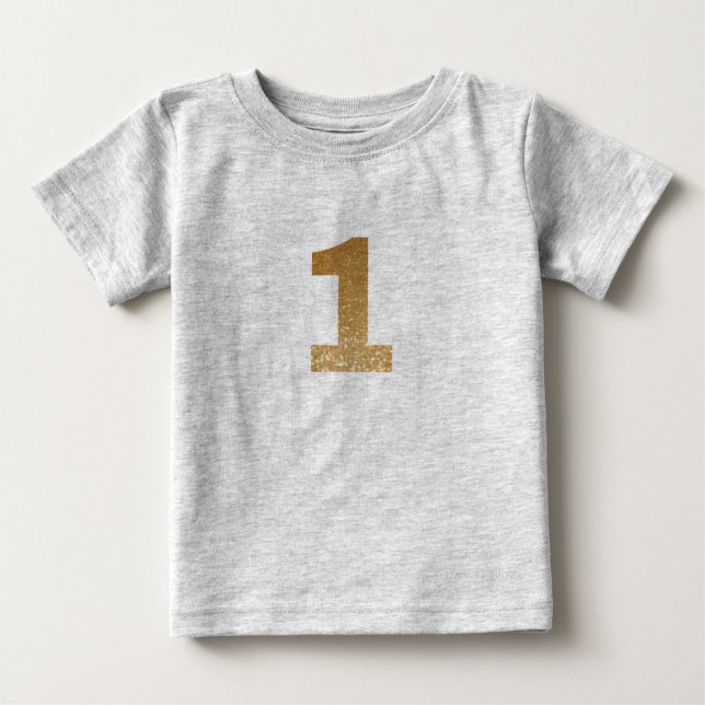 T-shirt Pour Bébé Parties scintillant or mignonne 1er anniversaire  (Devant)