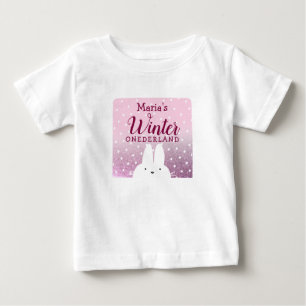 T-shirt Pour Bébé Parties scintillant rose Bunny Winter Onederland
