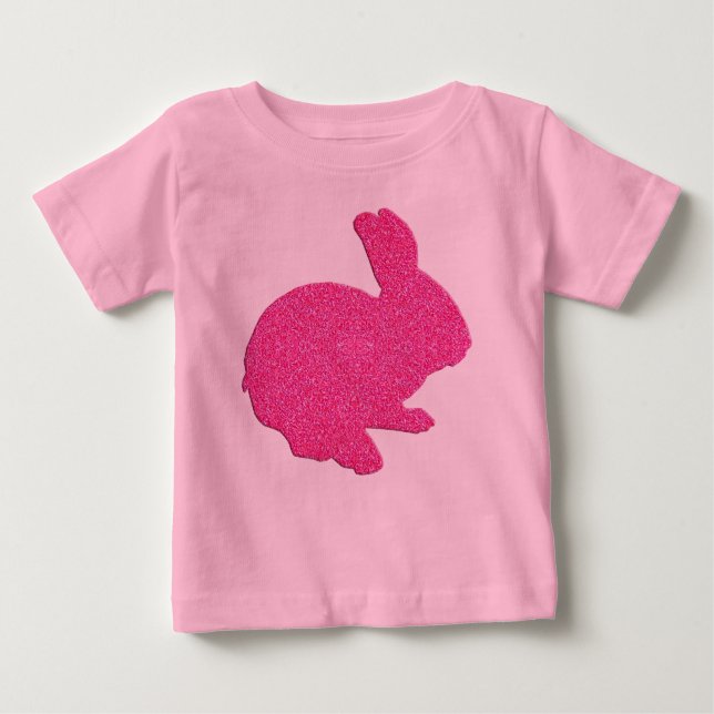 T-shirt Pour Bébé Parties scintillant rose Silhouette Lapin de Pâque (Devant)