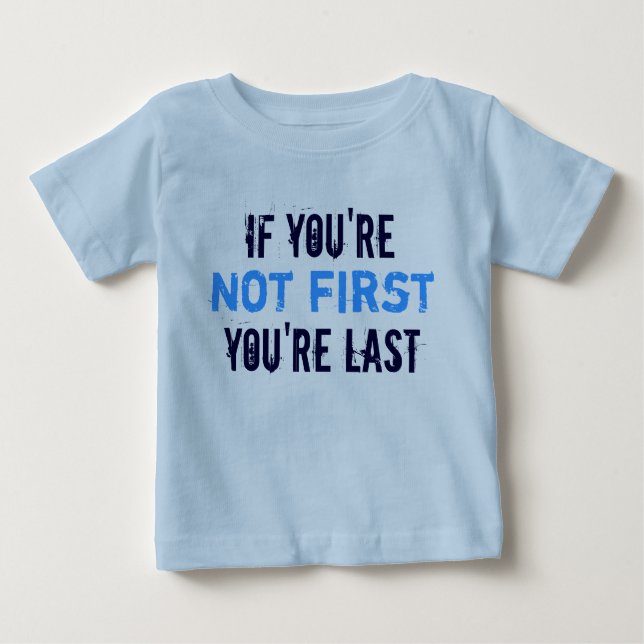 T-shirt Pour Bébé Pas la première dernière petite tete bleue (Devant)