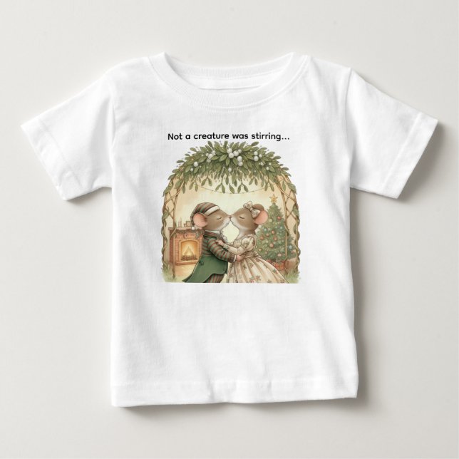 T-shirt Pour Bébé Pas une créature ne bougeait - Jolis souris Noël (Devant)