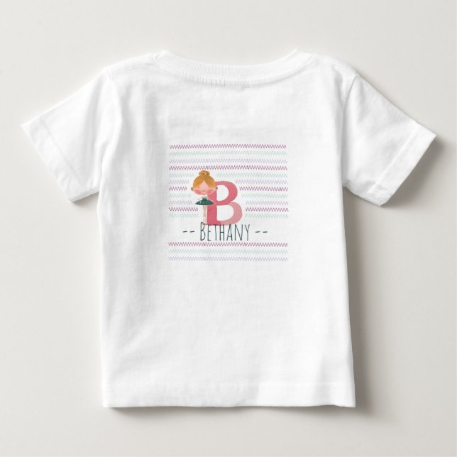 T-shirt Pour Bébé Pastel Pink “B” Monogram Ballerina (Dos)