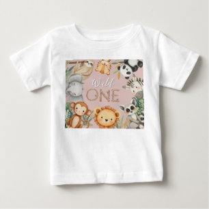 T-shirt Pour Bébé Pastel Tropical Wild One Jungle Safari Animaux
