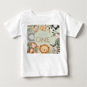 T-shirt Pour Bébé Pastel Tropical Wild One Jungle Safari Animaux