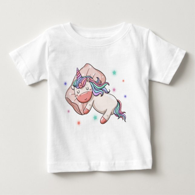T-shirt Pour Bébé Pastel Unicorn dormir (Devant)