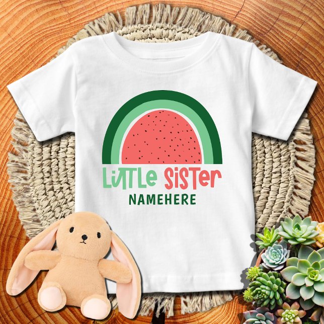 T-shirt Pour Bébé Pastèque arc-en-ciel Little Sister (Créateur téléchargé)