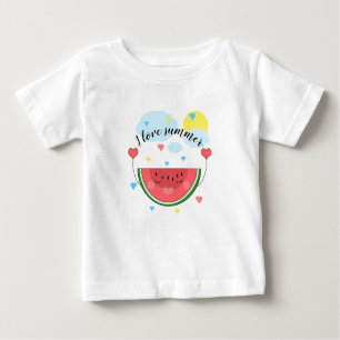 T-shirt Pour Bébé Pâte de pastèque, texte, "J'aime l'été"