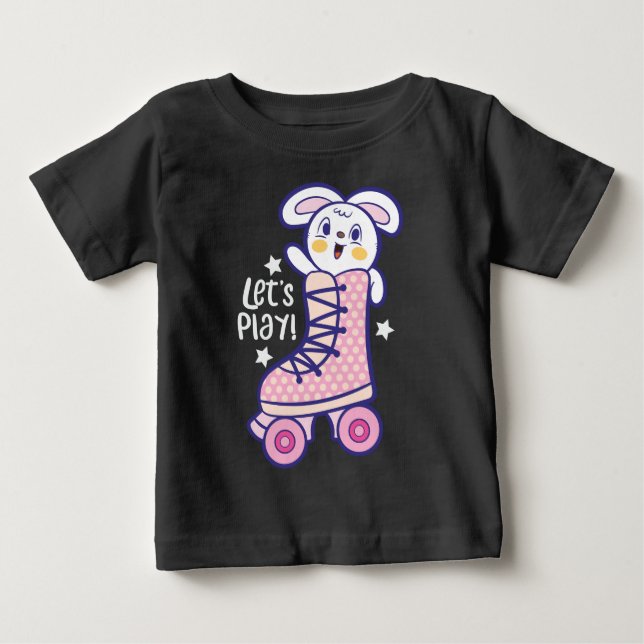 T-shirt Pour Bébé Patin à roulettes lapin (Devant)