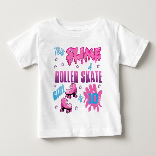 T-shirt Pour Bébé Patinage à roulettes colorées Fille d'anniversaire (Devant)