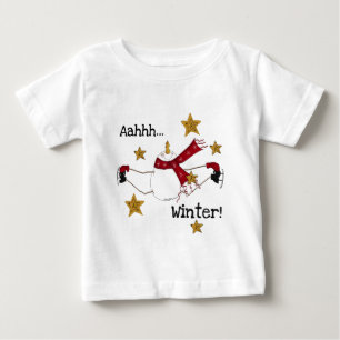 T-shirt Pour Bébé Patinage d'hiver de Noël Snowman
