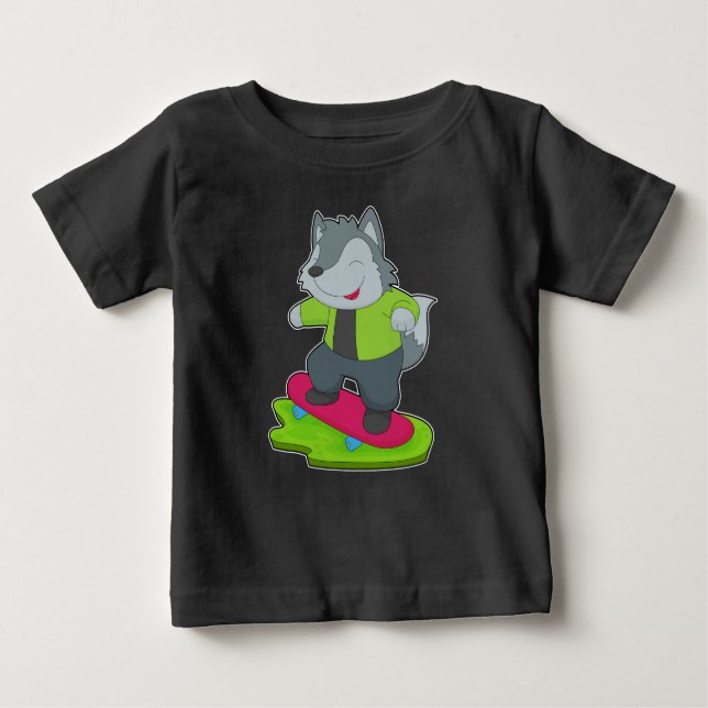 T-shirt Pour Bébé Patinage en loup (Devant)