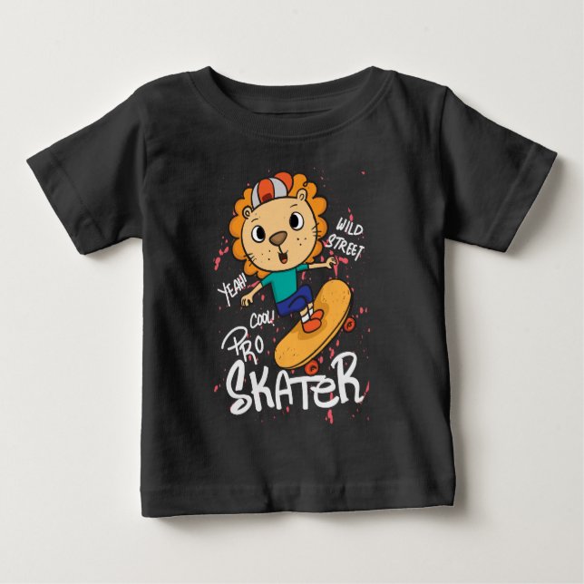 T-shirt Pour Bébé Patinage Lion (Devant)