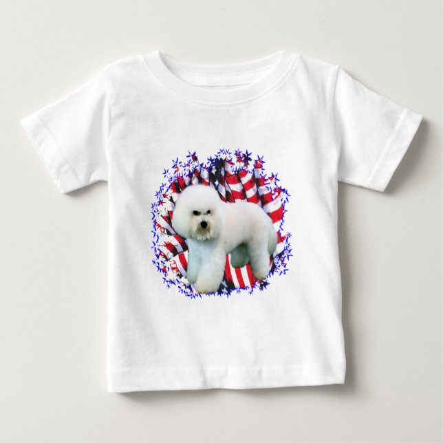 T-shirt Pour Bébé Patriote de Bichon Frise (Devant)
