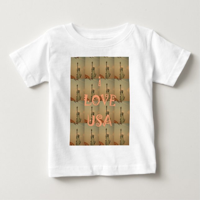 T-shirt Pour Bébé Patriotic Pop Art : "I Love USA" Graphisme Art Des (Devant)