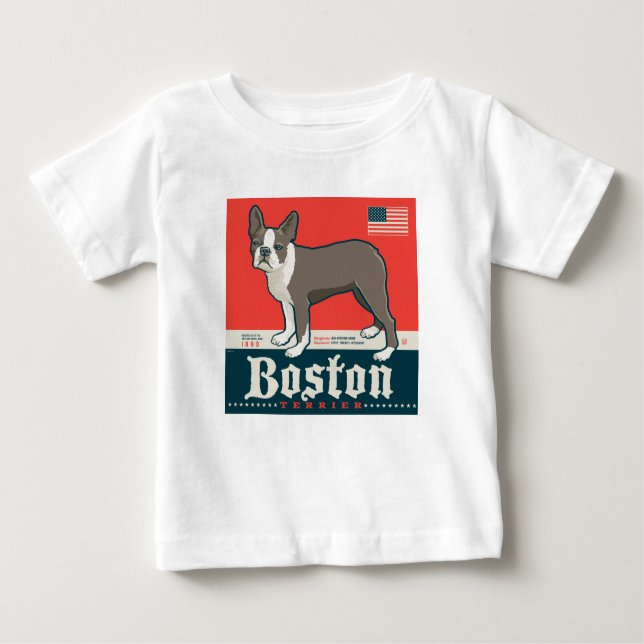 T-shirt Pour Bébé Patriotique | Boston Terrier (Devant)