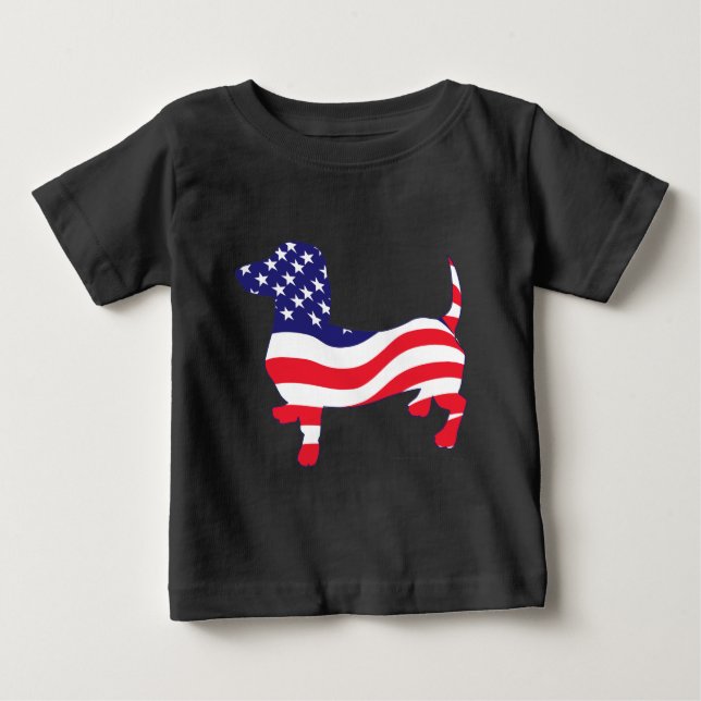 T-shirt Pour Bébé Patriotique Dachshund (Devant)