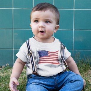 T-shirt Pour Bébé Patriotique rouge blanc et bleu bébé tendance