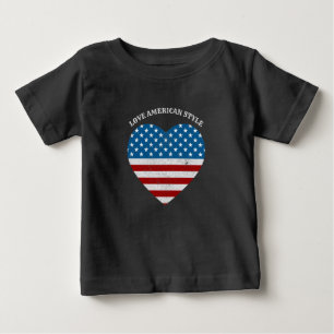 T-shirt Pour Bébé Patriotique USA Drapeau Heart Love American Style 