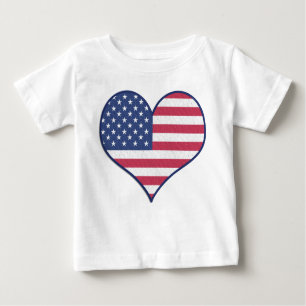 T-shirt Pour Bébé Patriotique USA Flag Heart Accueil du Brave
