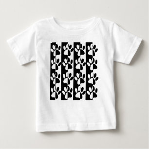 T-shirt Pour Bébé Patrouilles Et Rayures De Chien Noir Et Blanc