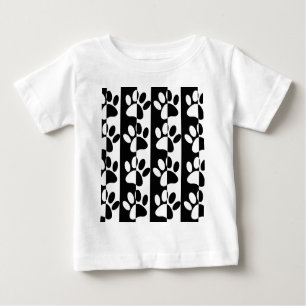 T-shirt Pour Bébé Patrouilles Et Rayures De Chien Noir Et Blanc