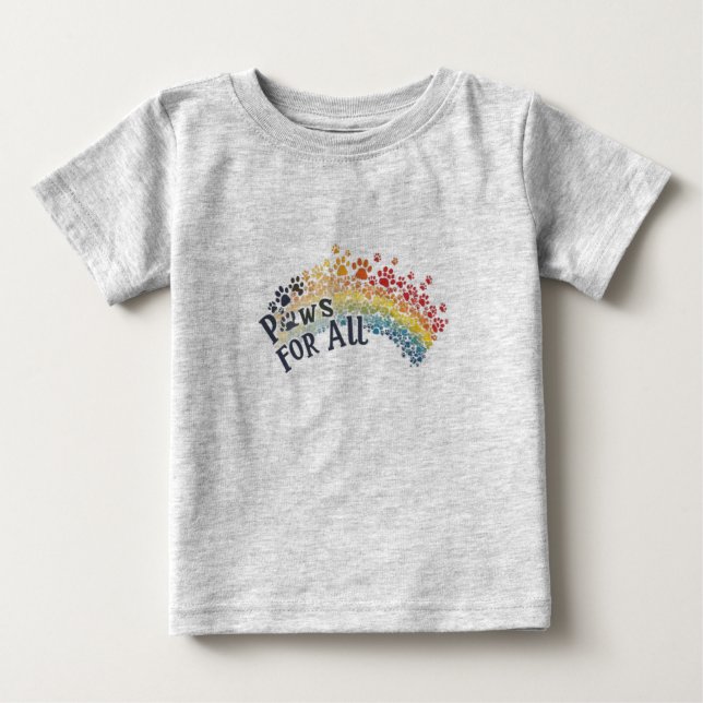 T-shirt Pour Bébé Paws for All - Rainbow Empreinte de patte Unity (Devant)