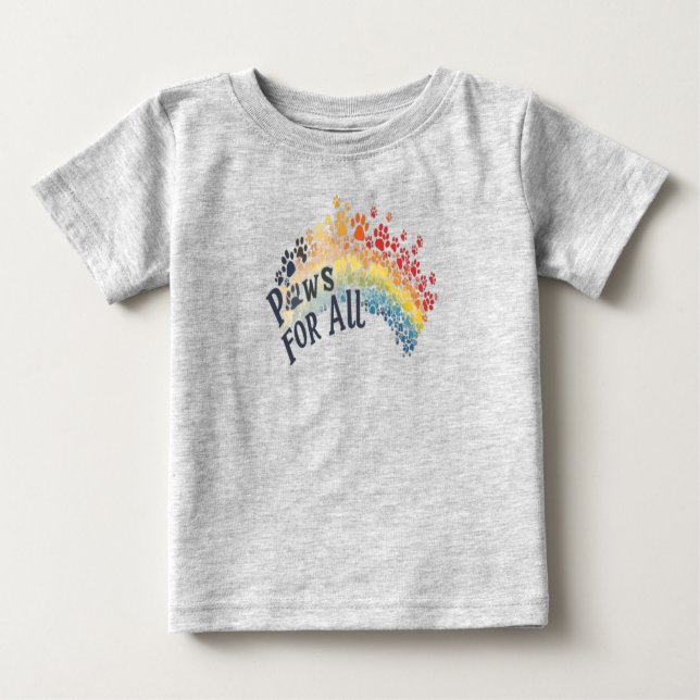 T-shirt Pour Bébé Paws for All – Rainbow Paw Print Unity  (Devant)
