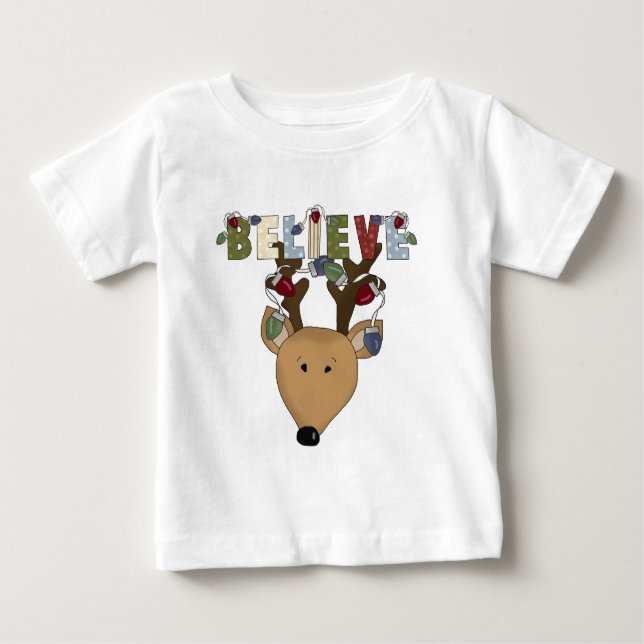 T-shirt Pour Bébé Pays Noël Reindeer Croire Vacances (Devant)
