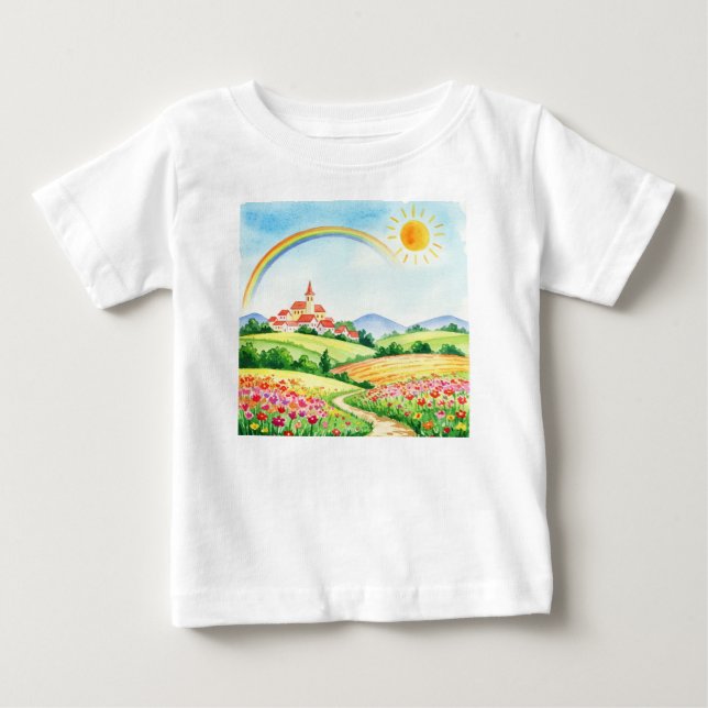 T-shirt Pour Bébé Paysage rural paisible (Devant)