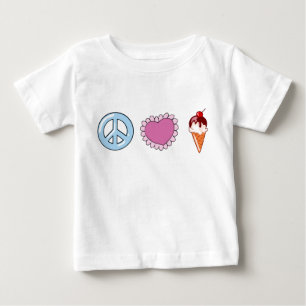 T-shirt Pour Bébé Peace Love and Ice Cream