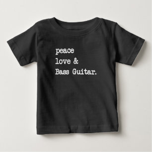 T-shirt Pour Bébé Peace Love & Basse Guitare Musicien Guitaris