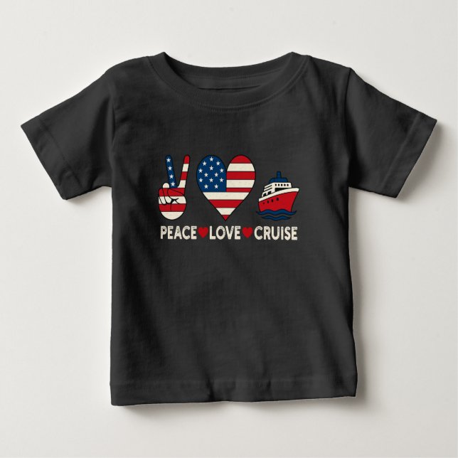 T-shirt Pour Bébé Peace Love Cruise USA Vacances Vibes (Devant)
