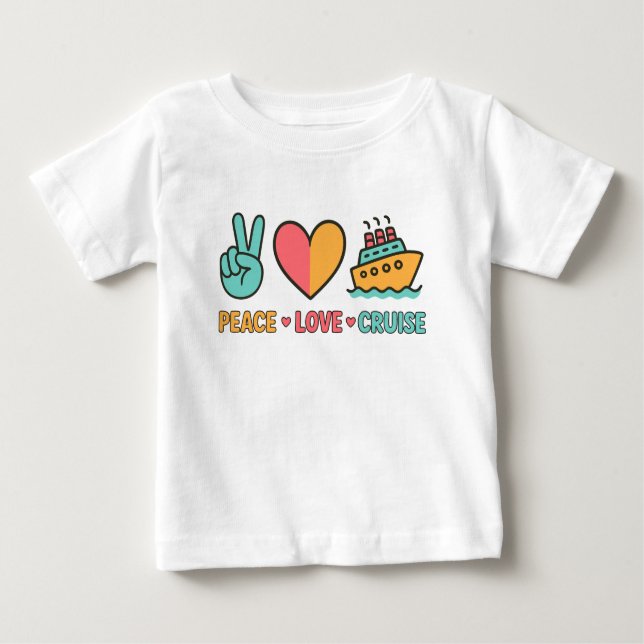 T-shirt Pour Bébé Peace Love Cruise Vacances (Devant)
