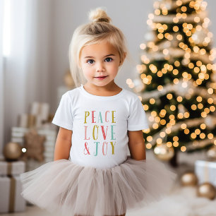 T-shirt Pour Bébé Peace Love et Joy Whimsical Holiday