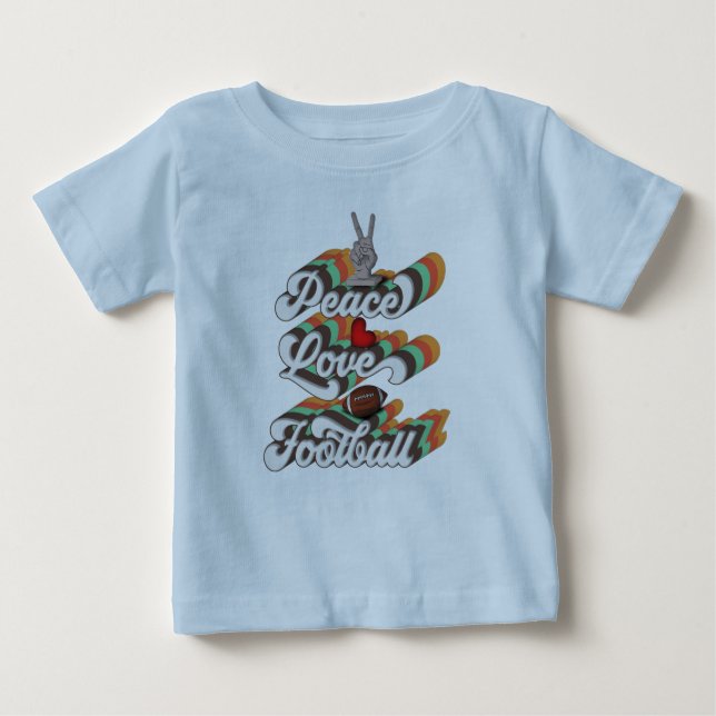 T-shirt Pour Bébé Peace Love Football, Retro Football Sublimation (Devant)
