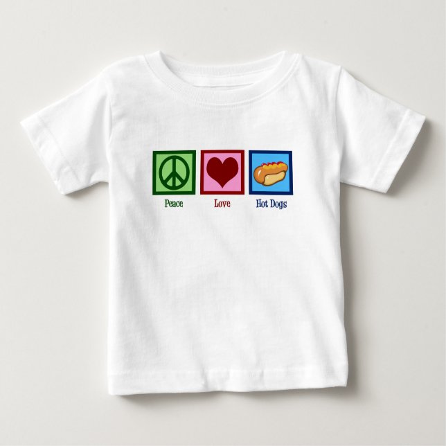 T-shirt Pour Bébé Peace Love Hot Dogs (Devant)