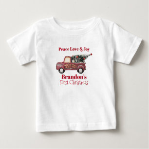 T-shirt Pour Bébé Peace Love & Joy Jouet Camion Premier Noël