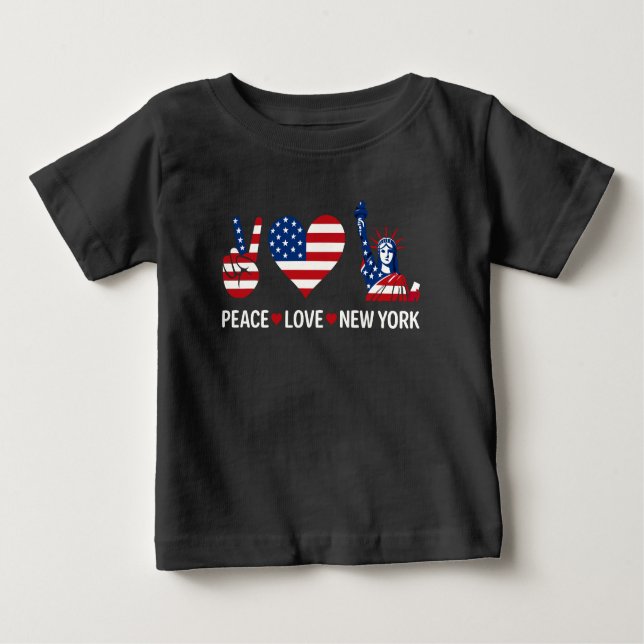 T-shirt Pour Bébé Peace Love New York (Devant)