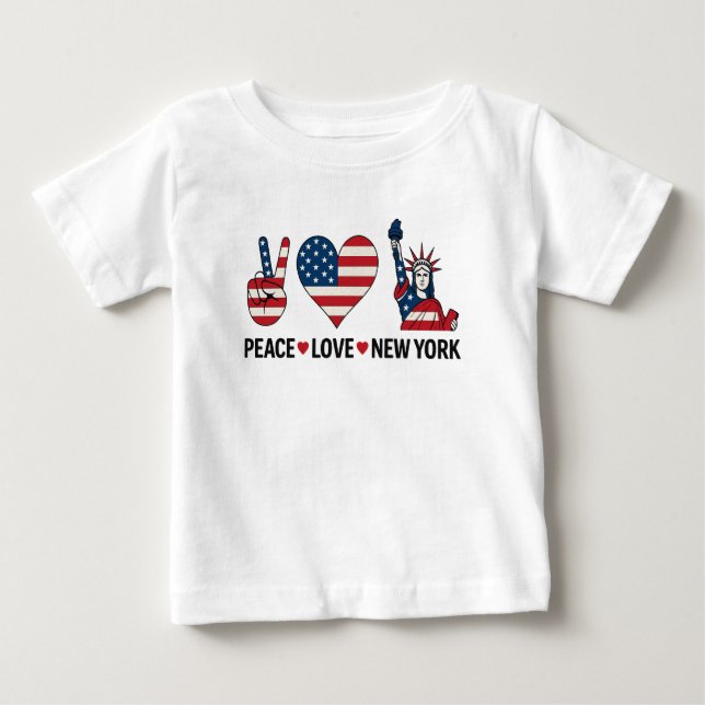 T-shirt Pour Bébé Peace Love New York (Devant)